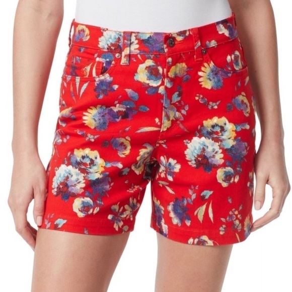 Gloria Vanderbilt Women's Floral Print Amanda Denim Shorts - Picture 1 of 5